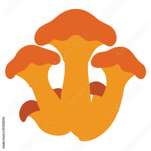 Flat vector icon of chanterelle mushrooms isolated on white background