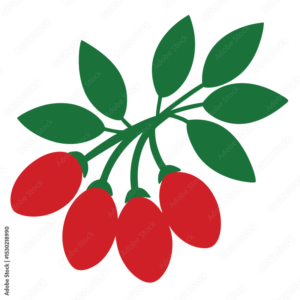 Obraz premium Flat goji berries icon isolated on white background