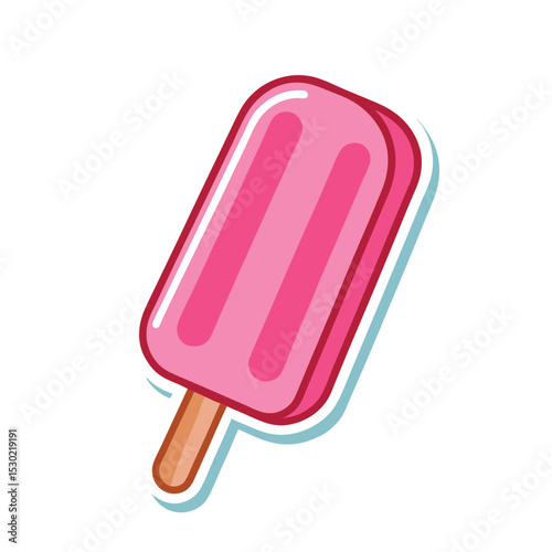 Cute pink popsicle illustration on white background perfect for summer or dessert designs