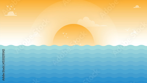 abstract sea wave sunset summer background vector