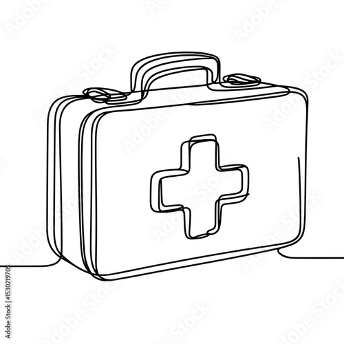 First aid kit in line drawing style symbolizing safety and emergency