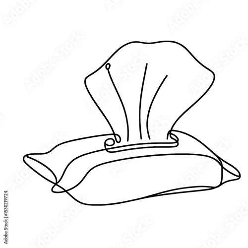 Wet wipes in line art symbolizing hygiene and cleanliness