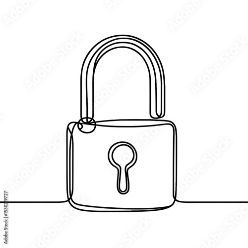 Closed padlock in line art representing safety and protection