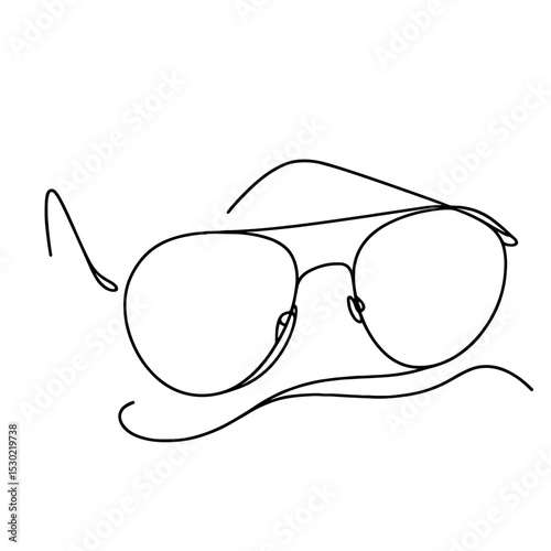 Sunglasses in one-line drawing symbolizing style and summer vibes