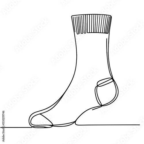 Sock in single line style representing warmth and comfort