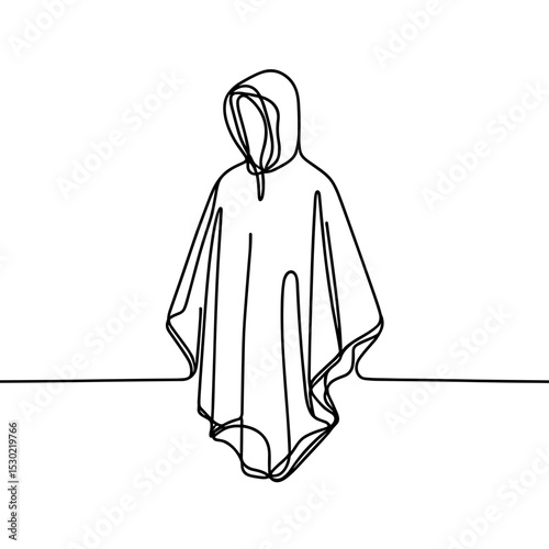 Rain poncho in line style representing weather protection and comfort