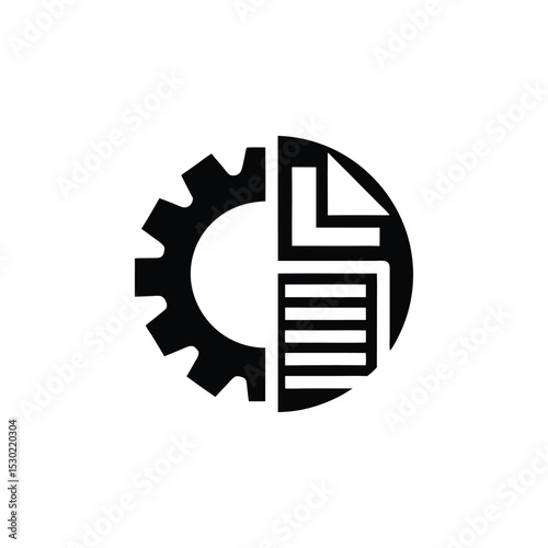 Smart contract blockchain document gear icon vector illustration