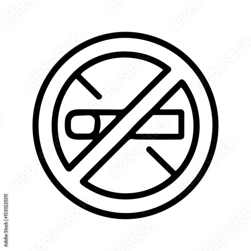 Simple Line Art No Smoking Sign in a Circle Prohibition Icon