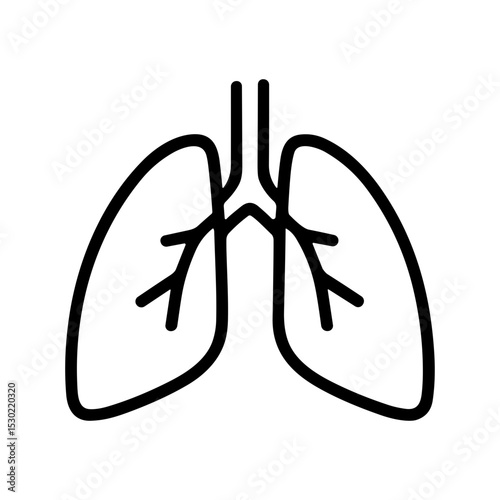 Simple Outline Anatomical Lung Respiratory System Organ Body Part Illustration