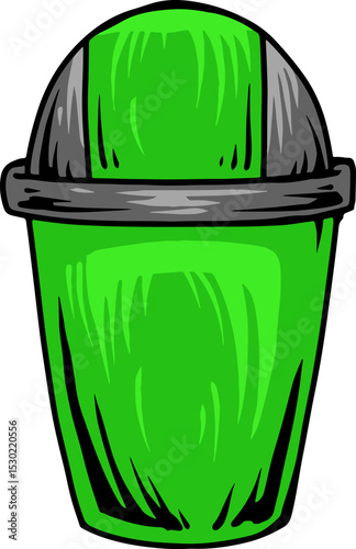 Green Dome Top Trash Bin