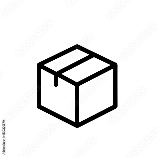 Simple Line Isometric Cardboard Box Parcel Delivery Icon Symbol