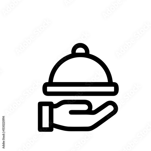 Simple Line Hand Serving Covered Food Tray on Hand Icon