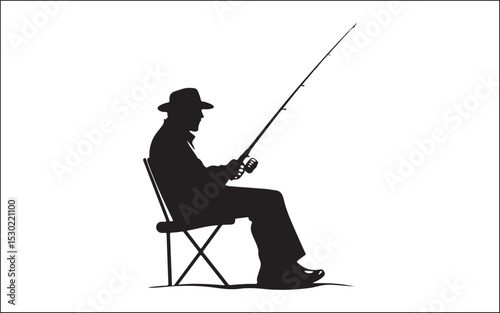 silhouette of a man fishing