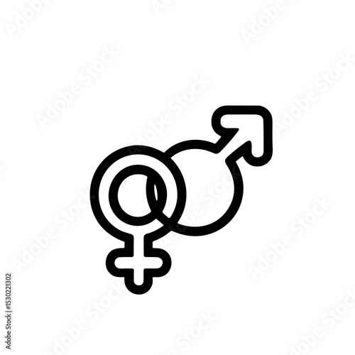Simple Line Icon Male and Female Gender Symbol Interlocked Illustration