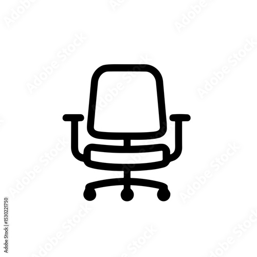 Minimalist Line Drawing Office Chair Furniture Isolated Icon Illustration