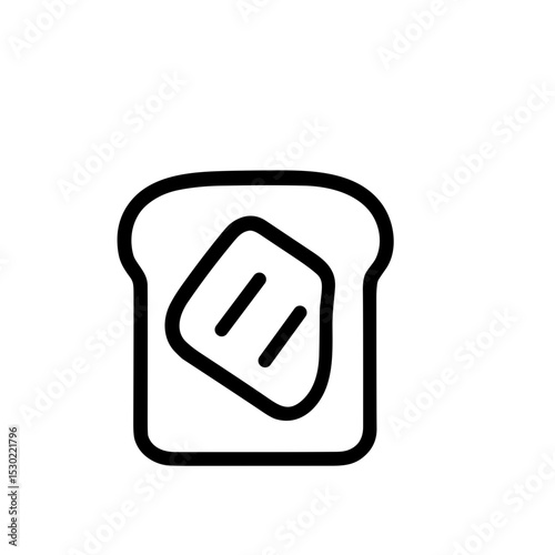 Minimalist Outline Style Toast with Butter Slice Food Icon Illustration