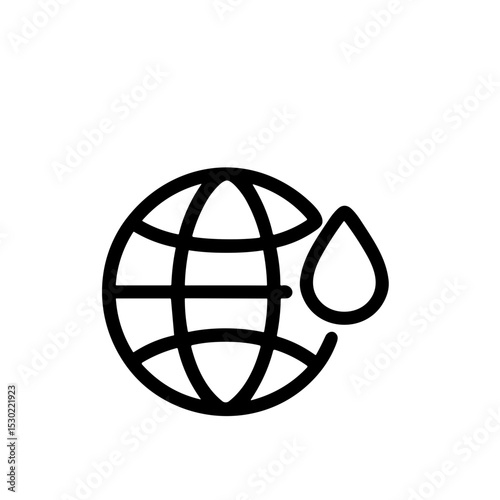 Simple Outline Global Water Drop Save Earth Environment Icon Sign