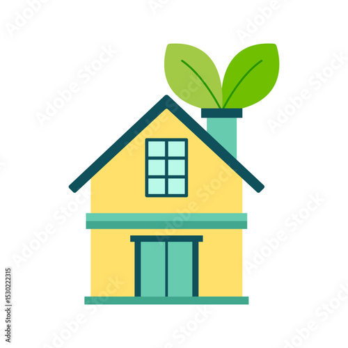Eco Home icon. Eco-friendly house with leaf illustration