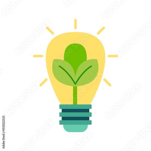 Light bulb with green leaf symbolizing eco-friendly energy and sustainability