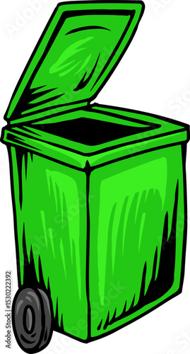 Green Wheelie Bin Open