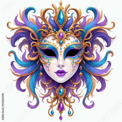 Opulent Masquerade Mask with Jewels and Swirls