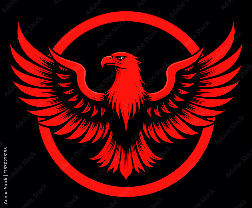 Obraz premium Powerful Red Eagle Emblem on Black Background