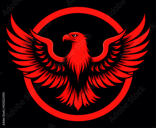 Powerful Red Eagle Emblem on Black Background