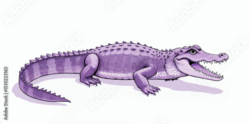 Purple Crocodile in Serene Water, Sunlit Day