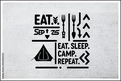 Monochrome Camping Activity Chart, 
Wilderness Daily Routine Print, 
Modern Camp Life Decor, 
Funny Camping Flow Chart Art,
 Outdoor Lifestyle Graphic Poster