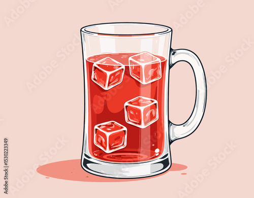 Refreshing Iced Tea in Glass Mug with Ice Cubes