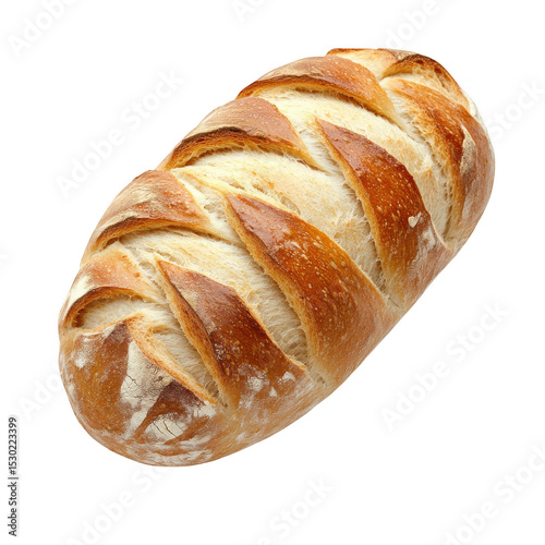Artisan crusty bread loaf isolated on transparent background