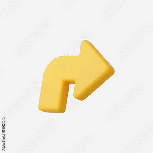 3d Realistic Turn Right Arrow icon vector Illustration