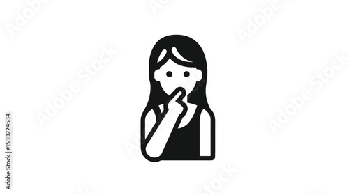 Woman Thinking:  Silhouette Icon for Thoughtful Moments, Quiet Reflection, and Secret Keeping