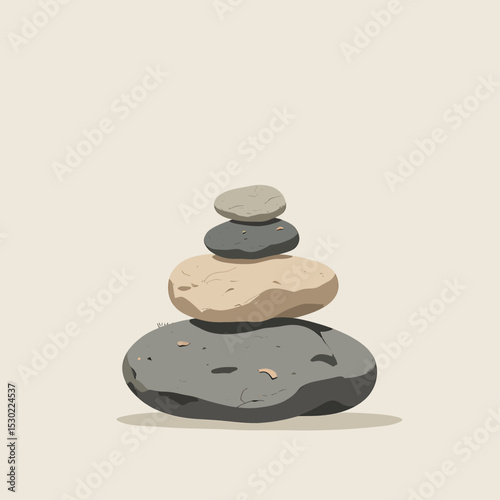Stacked Stones: Serene Balance in Minimalist Style