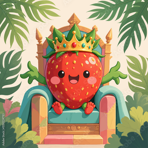 Strawberry King on Throne in Tropical Garden