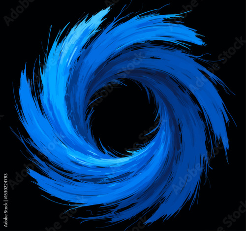 Swirling Blue Vortex on Dark Night Sky