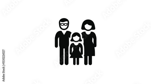 Family Icon: Simple Black Silhouette of Parents and Child