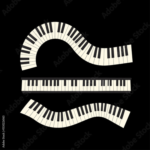 Wavy Piano Keys: Minimalist Musical Harmony