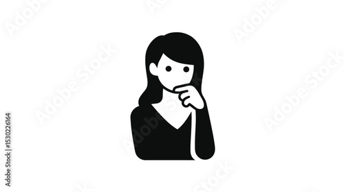 Thinking Woman Icon: Decision-Making, Problem-Solving, Contemplation
