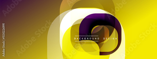 Abstract yellow background. Overlapping circles create dynamic visual effect. Modern design elements present smooth gradients.
