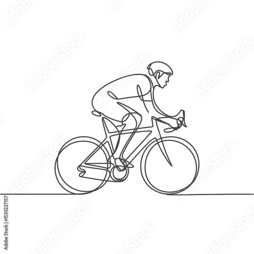 Continuous Line Drawing of a Cyclist on a Road Bike