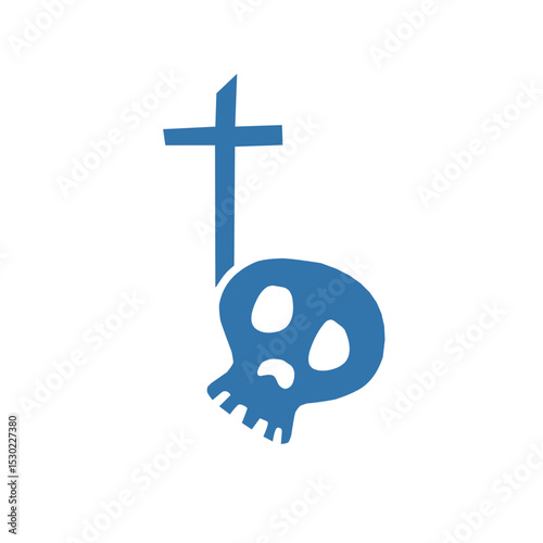 Human skull icon with cross