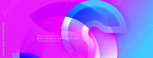 Abstract background features vibrant pink, blue hues. Overlapping shapes create dynamic visual effect. Text reads background design.