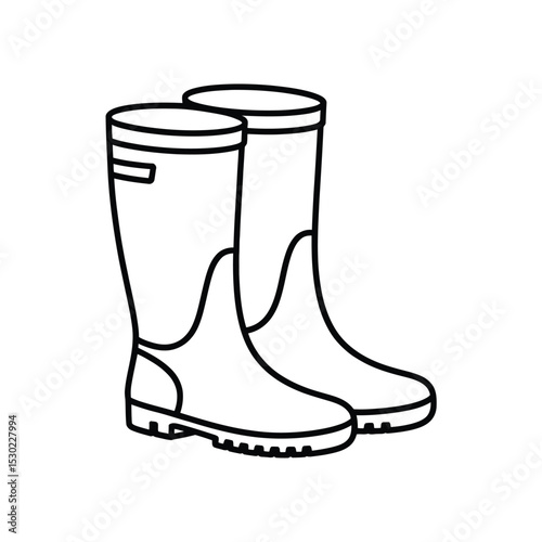 Line Art Illustration of Two Rubber Boots or Rain Boots