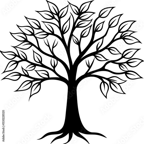 Simple Neem Tree Vector on White Background