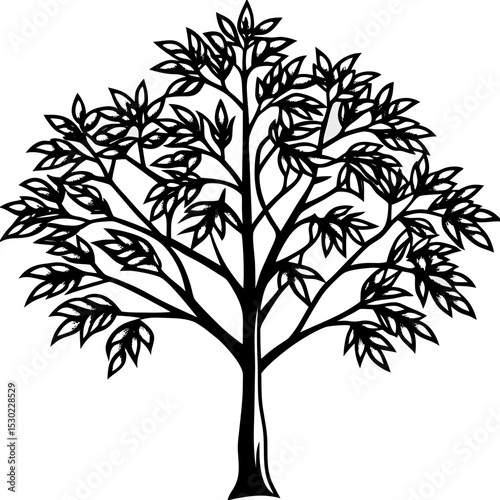 Simple Neem Tree Vector on White Background