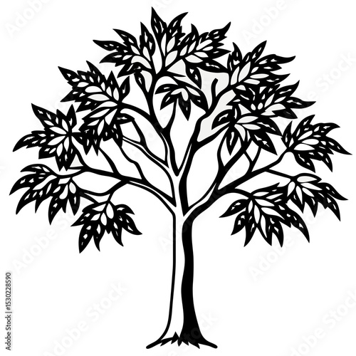 Simple Neem Tree Vector on White Background