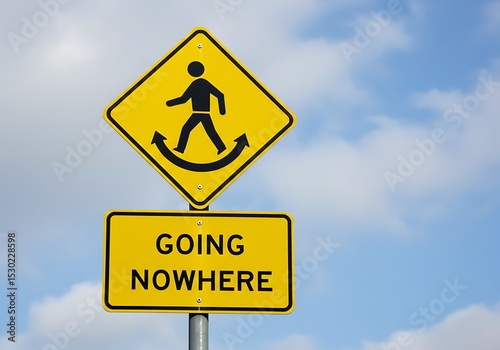 Going nowhere sign against cloudy sky