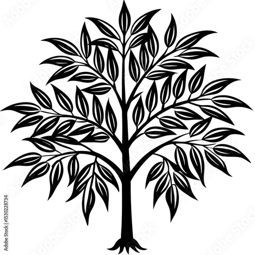 Simple Neem Tree Vector on White Background