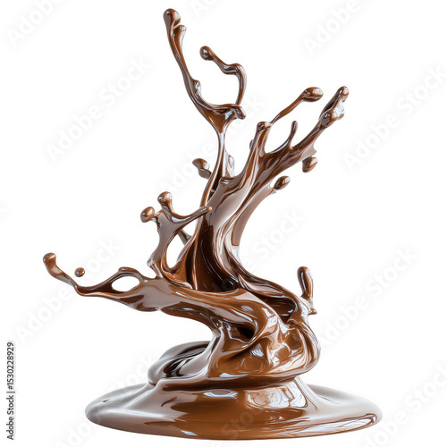 Chocolate splash artistic design isolated on transparent background
